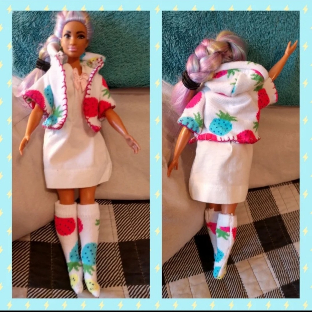 Handmade (Curvy) Barbie 3 pc outfit pineapples original